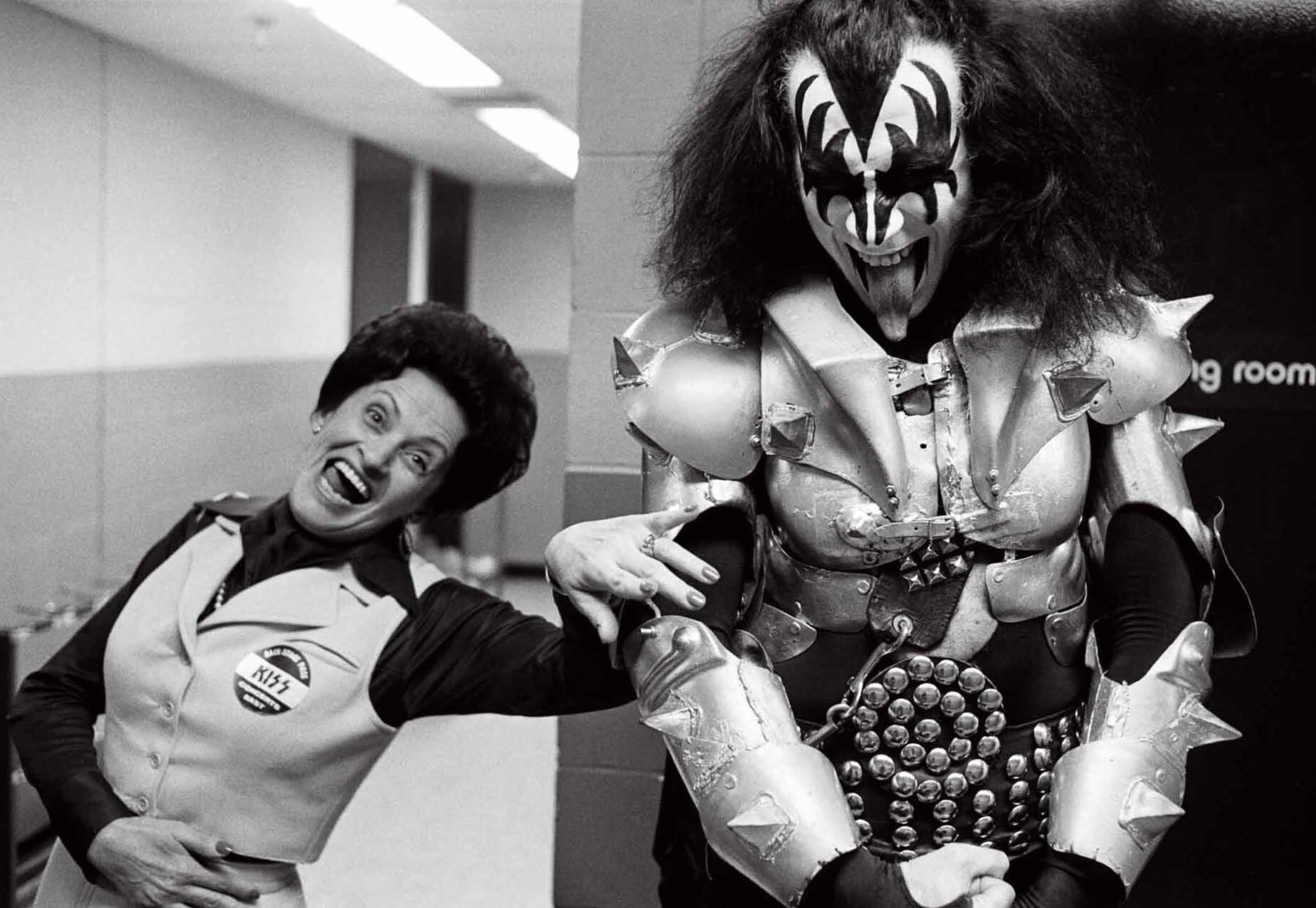 Gene Simmons with his mother backstage in 1977 